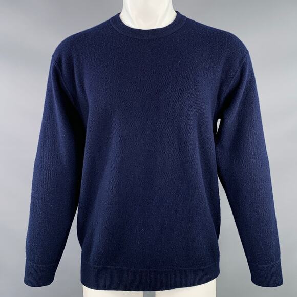 TSE Size M Navy Waffle Knit Cashmere Crew Neck Pullover - Picture 1 of 5